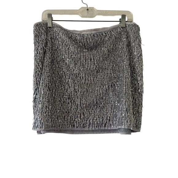 Topshop Needle Embellished Mini Skirt Silver US 12 - Picture 5 of 13